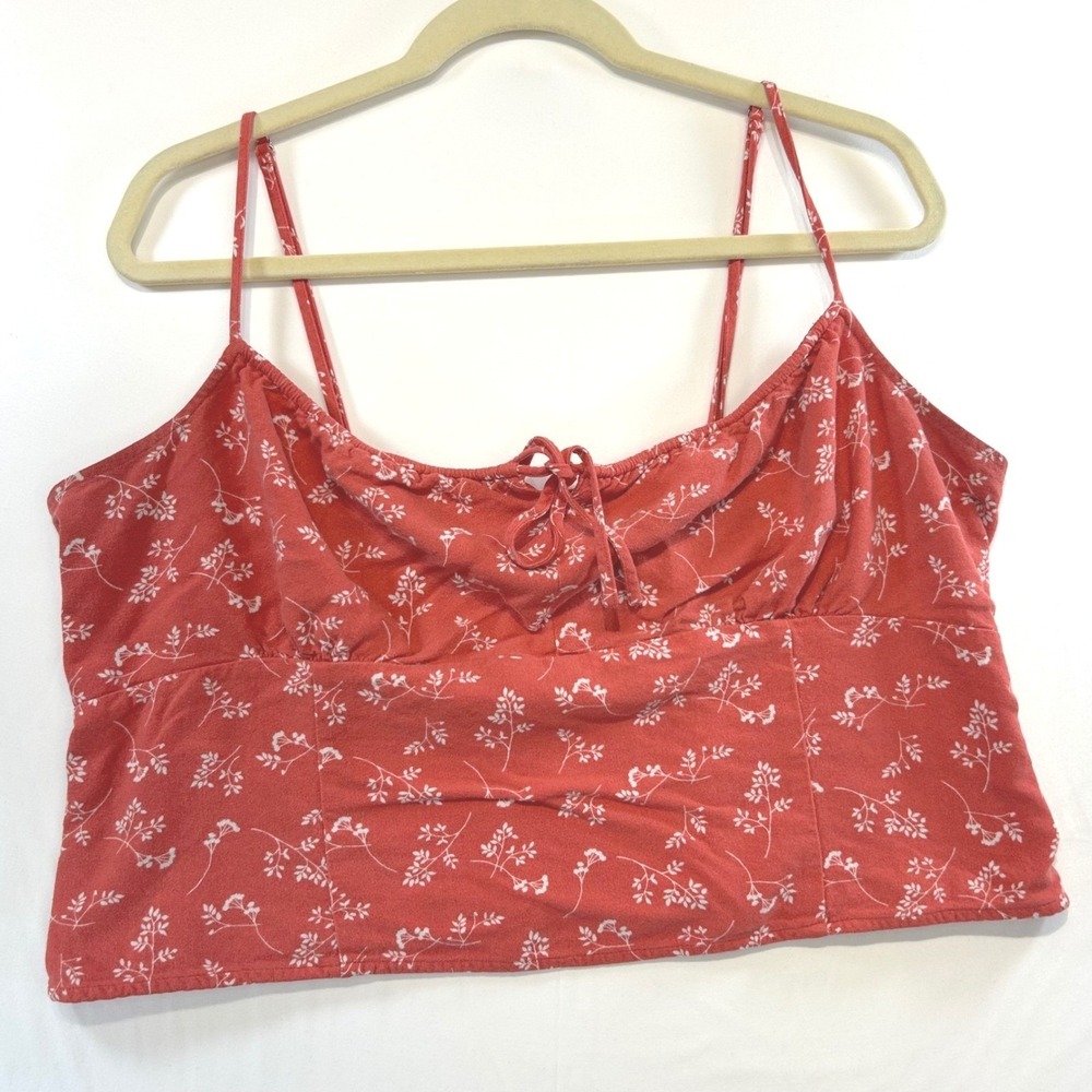 Abercrombie Babydoll Cottagecore  Tank Top Tomato Red Boho Romantic  Summer Cami
